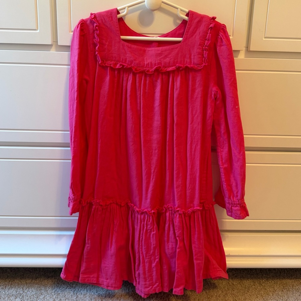 Little English hot pink drop waist dress long sleeves size 6